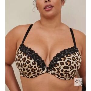 Torrid Curve 46DDD Front-Closure Lightly Lined T-Shirt Bra - Microfiber Leopard